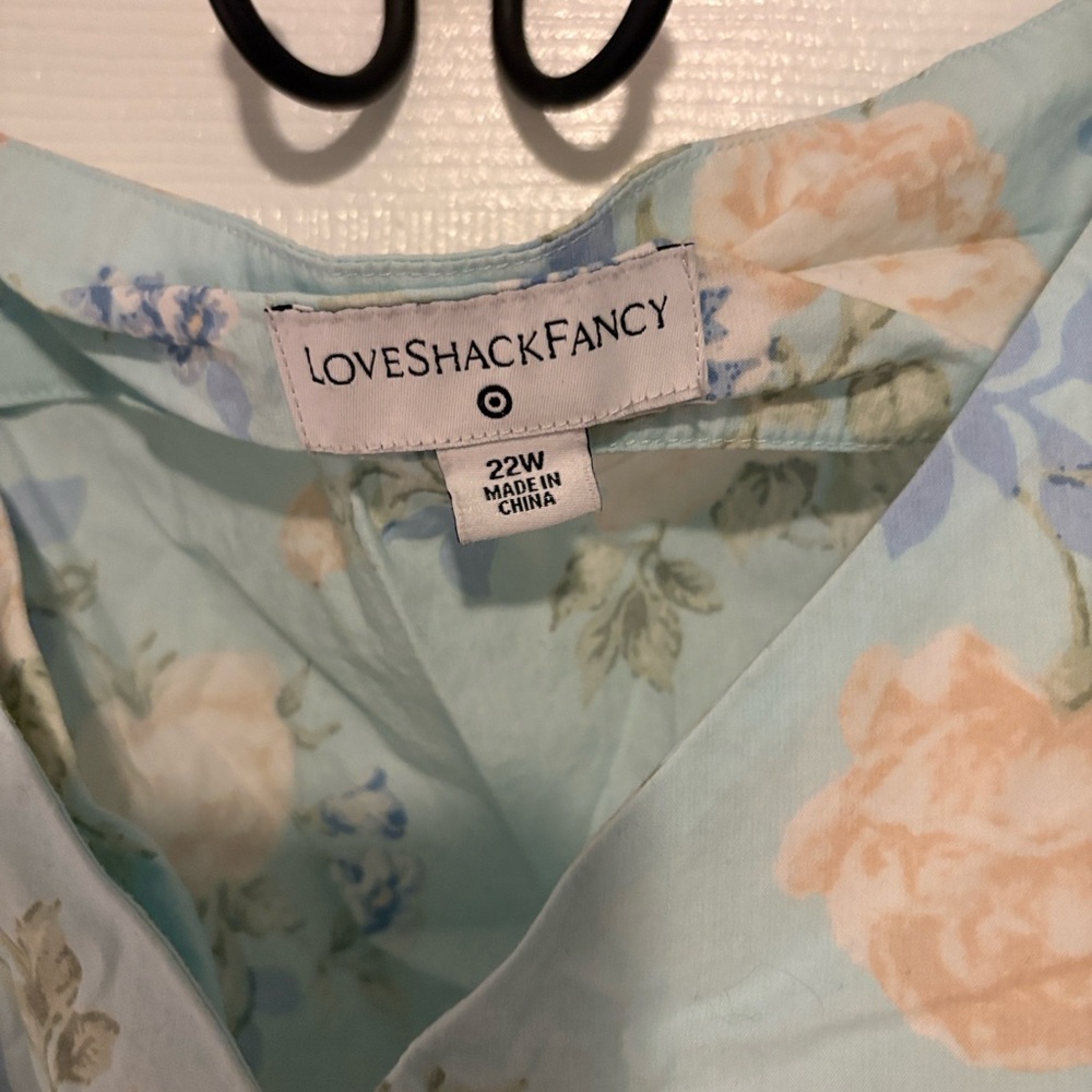 Love Shack Fancy X Target Estelle Blue Floral Puff Sleeve Midi Dress Size 22W - Picture 11 of 11